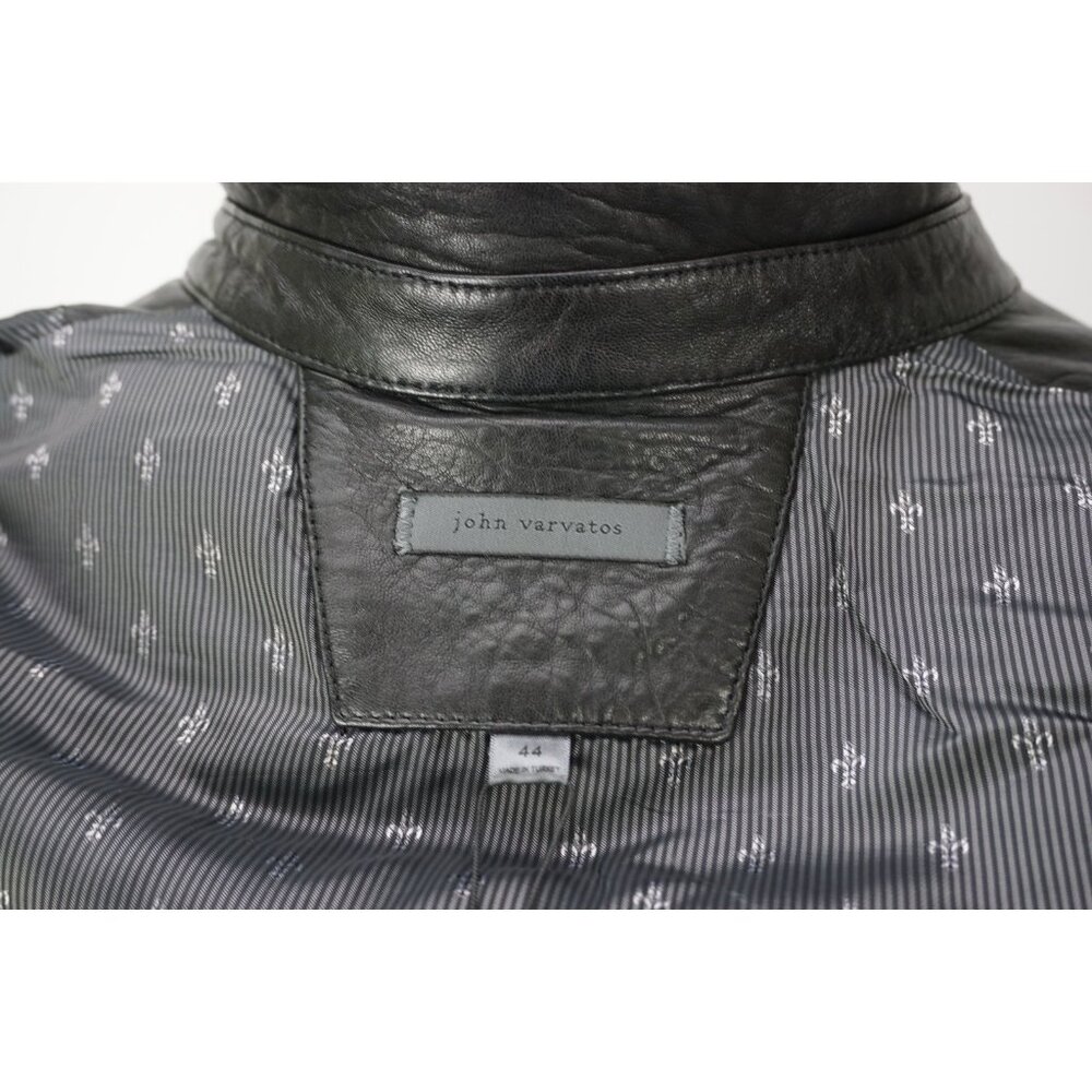 John Varvatos Black Snap/Zip Shirt Lamb Leather Jacket Coat Sz 44 NEW - Picture 5 of 7